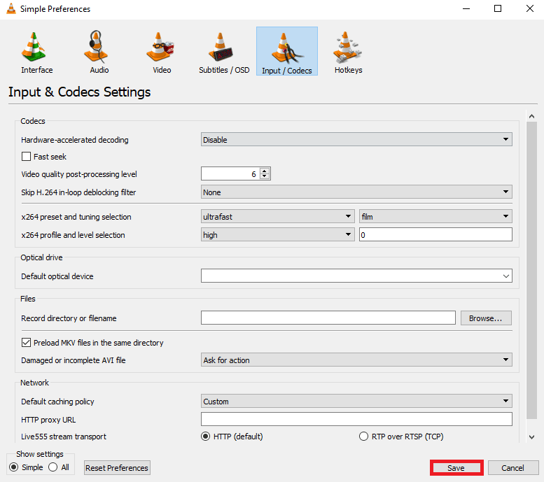 click Save. How to Fix Video Lag in VLC Media Player on Windows
