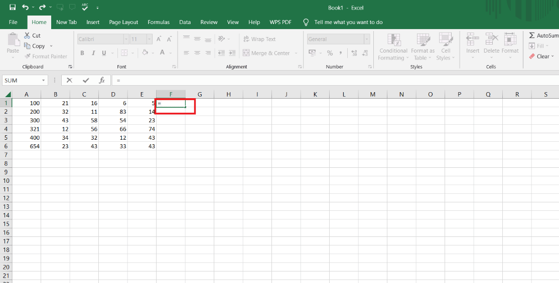 Insert equal to sign in the cell where you want the subtraction.