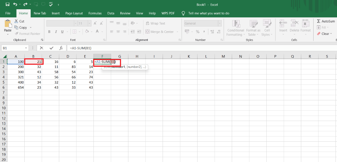Insert the next values in the bracket and Select another cell you want the subtraction. | How to Subtract Multiple Cells in Excel