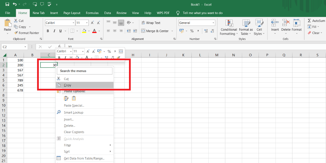 Select the cell you want other cells to be subtracted from and Copy the selected Cell. | How to Subtract Multiple Cells in Excel