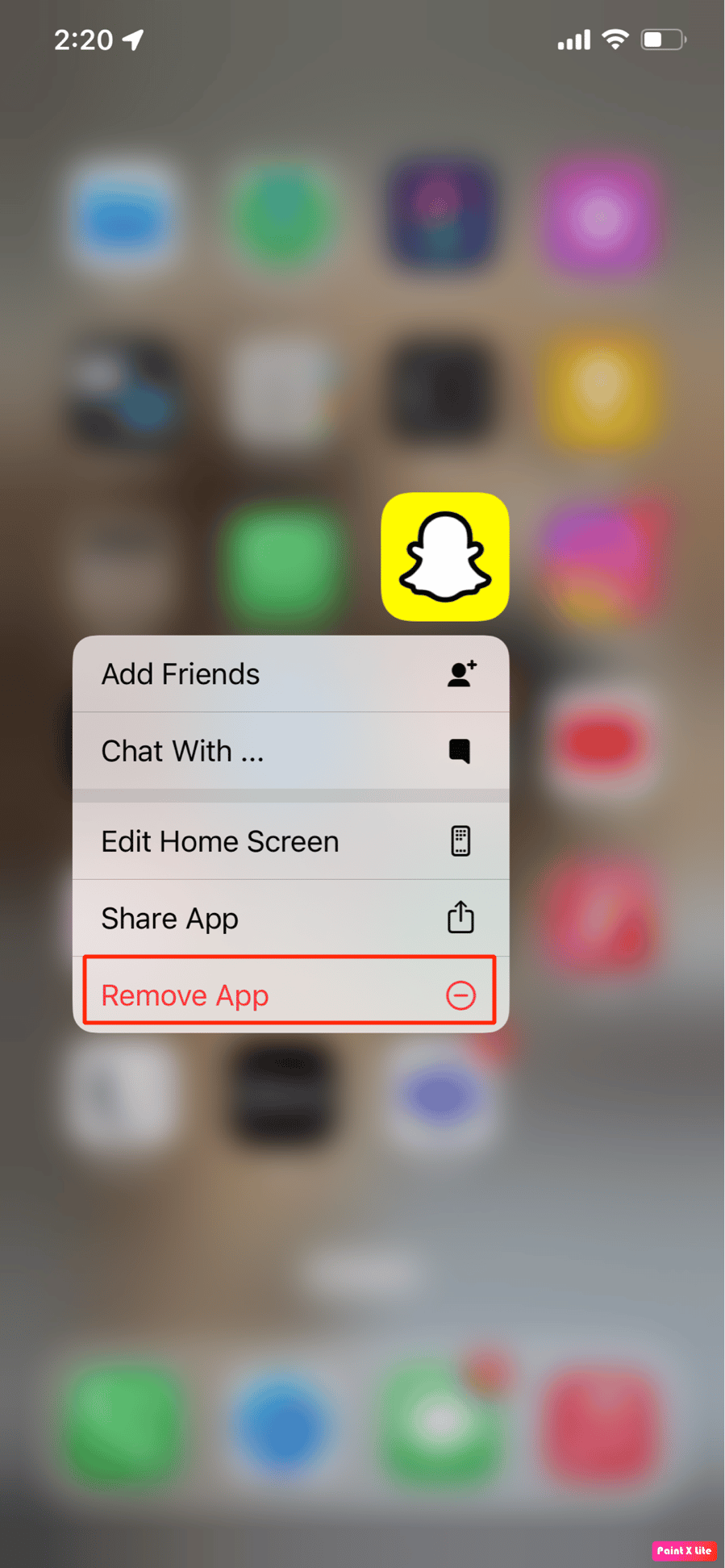 tap on remove app option | How to Fix Snapchat Filters Not Working on iPhone
