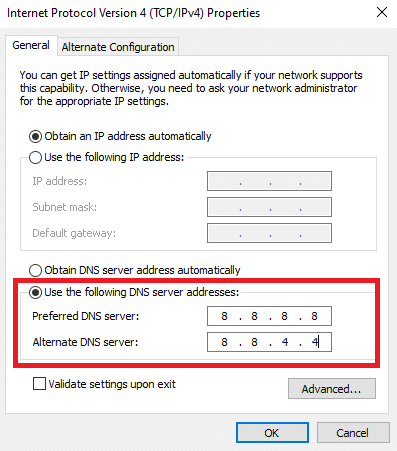 Change DNS address.