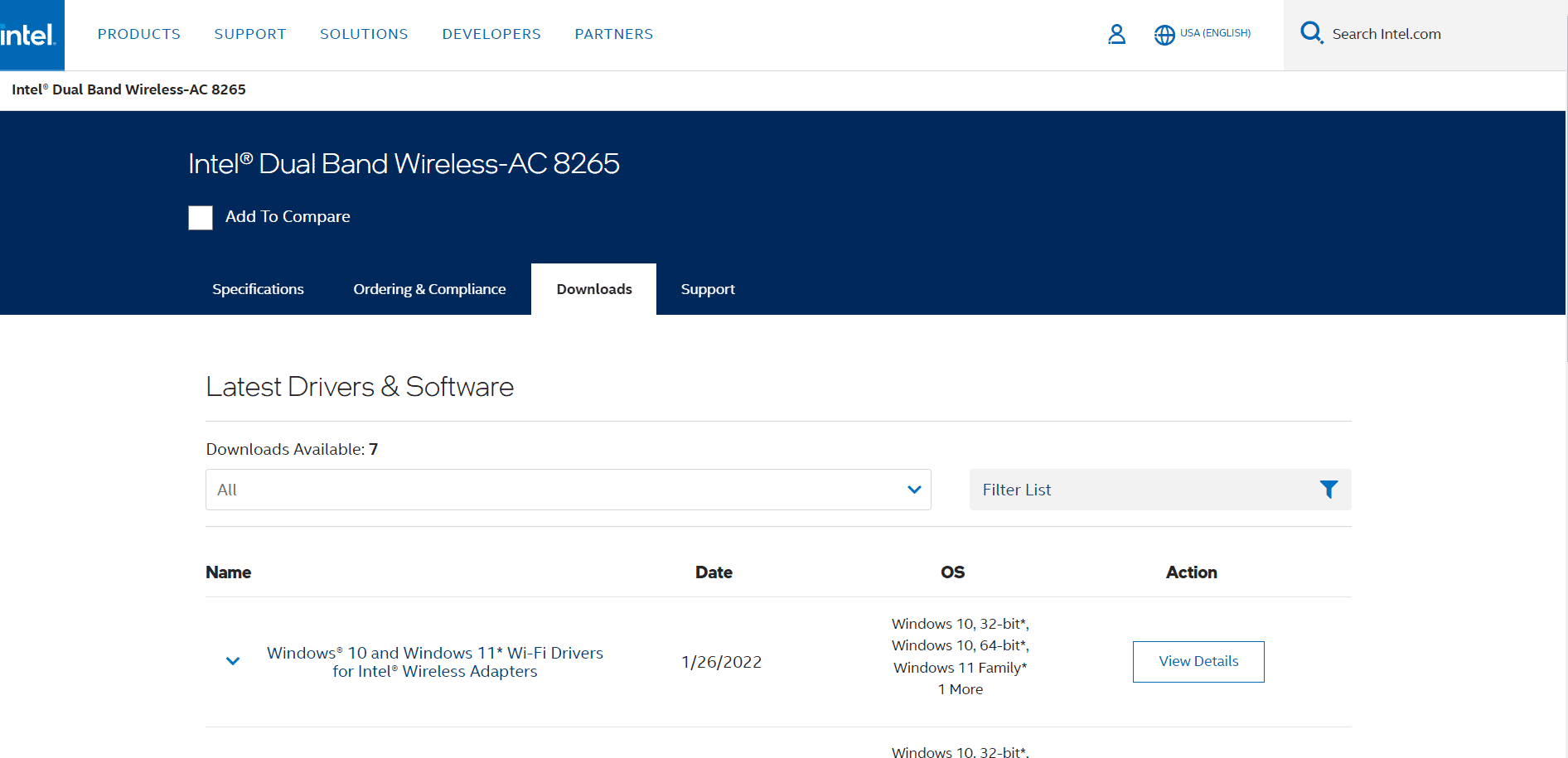 intel dual band wireless driver download page