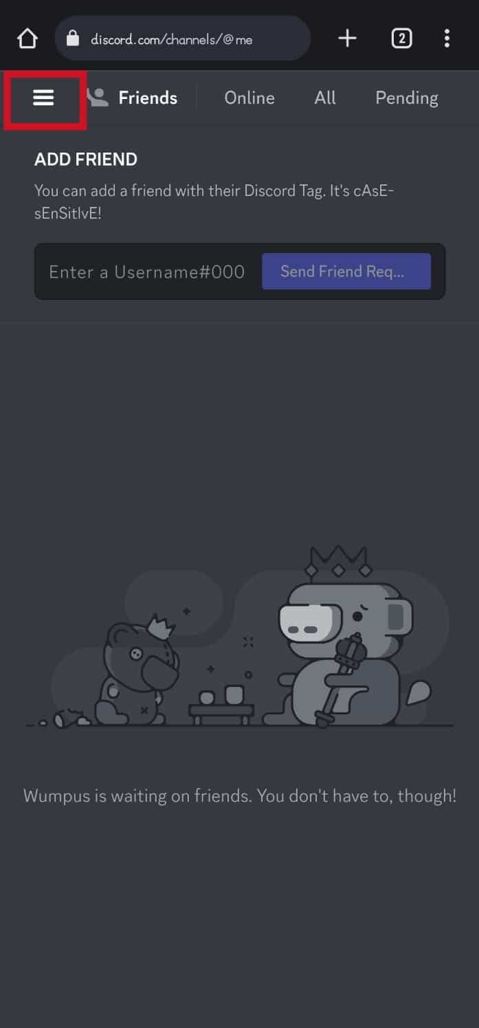 Tap on the three stacked lines icon on the top-left corner of the page