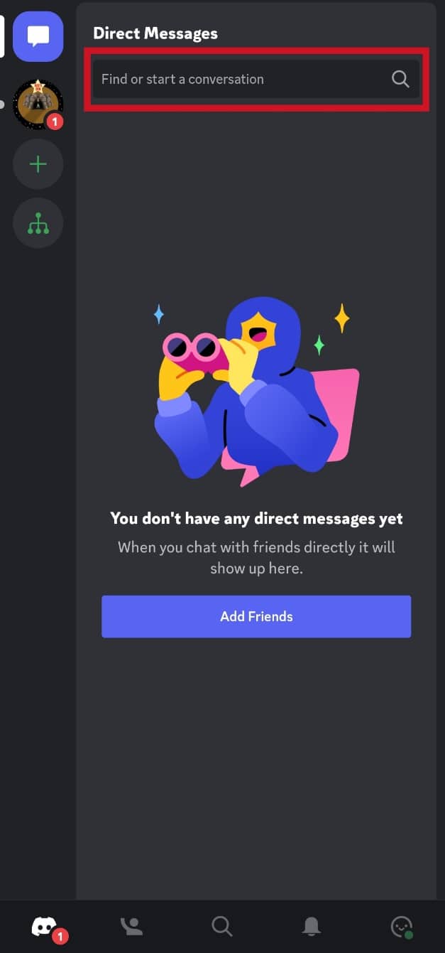 Tap on the Find or start a conversation text box