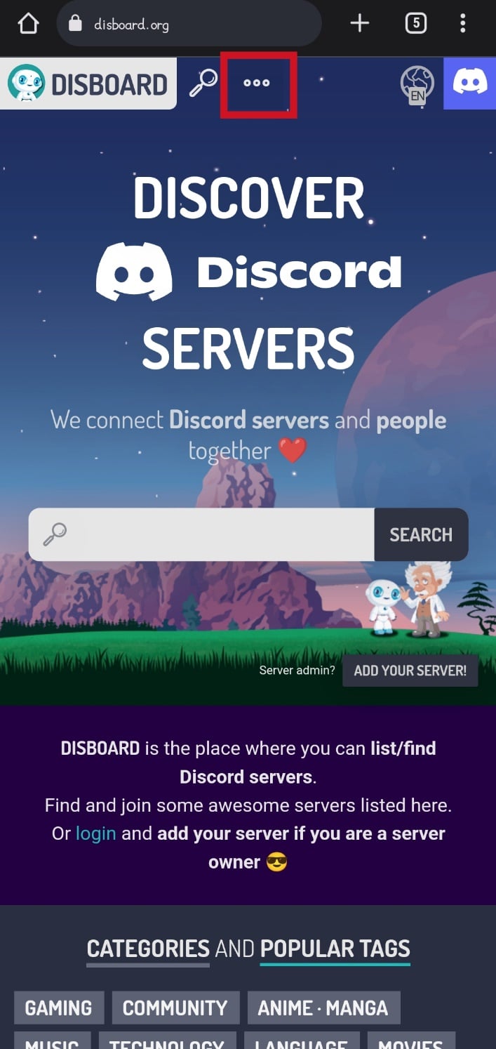 After signing in, tap on the three dots at the top