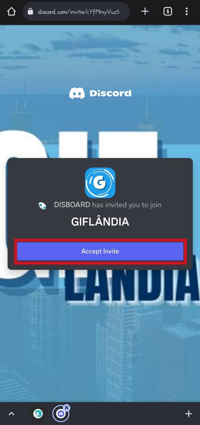 tap on the Accept invite button to join | How to Search on Discord Mobile