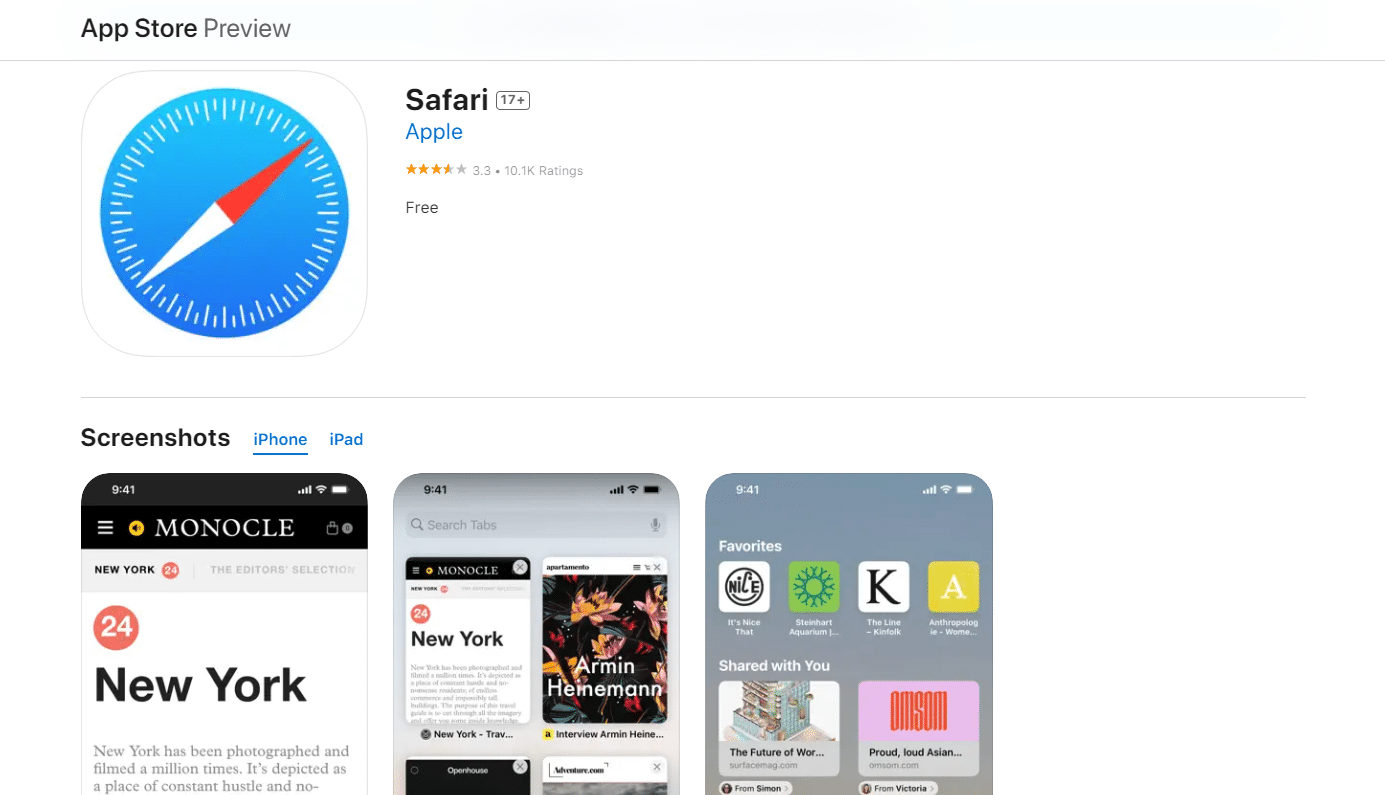 Safari browser App Store