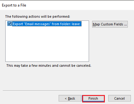 click on the Finish button
