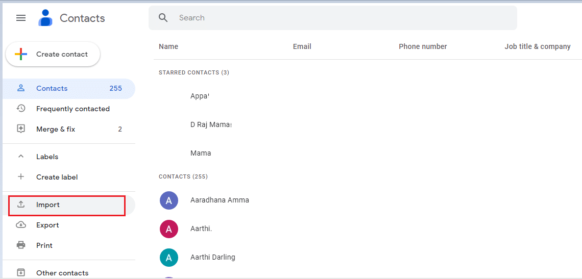 Go to the left menu and press the Import option. How to export email addresses from Gmail