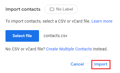 click on Import. How to export email addresses from Gmail