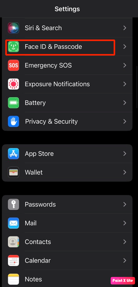 tap on face id & passcode option | How to Fix Face ID Not Working Problem on iPhone