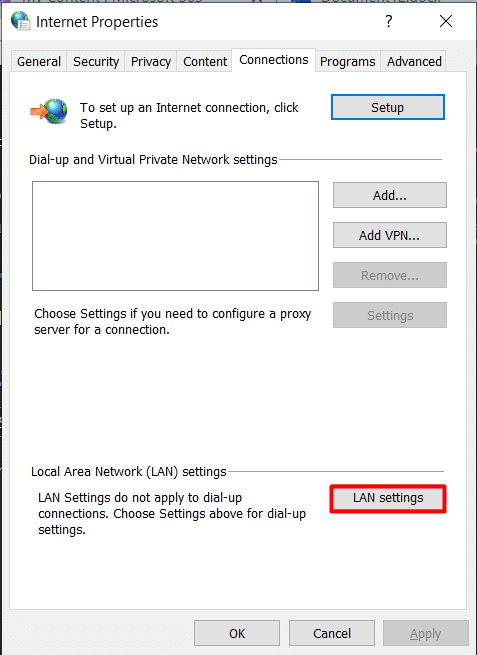 Choose LAN settings. 9 Ways to Fix Apex Legends No Servers Found Error