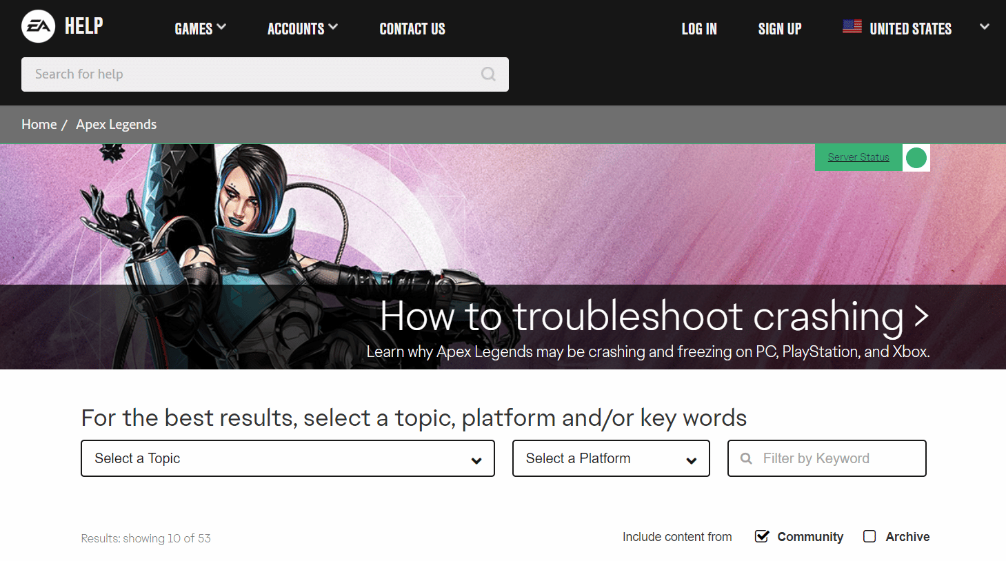 Contact Apex Legends Help Center