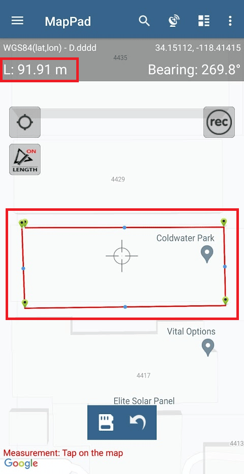 desired location - desired land coordinates - exact area measurement