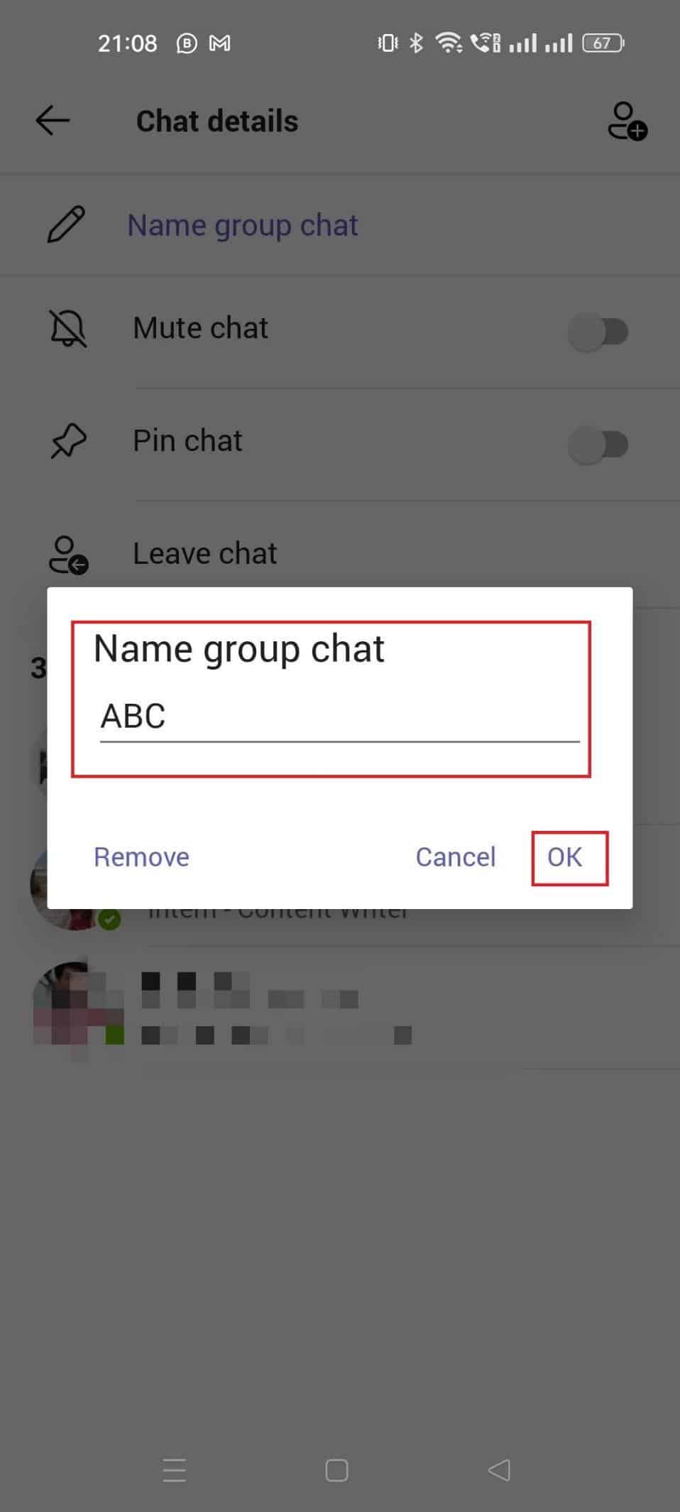 Tap on the Group Chat name