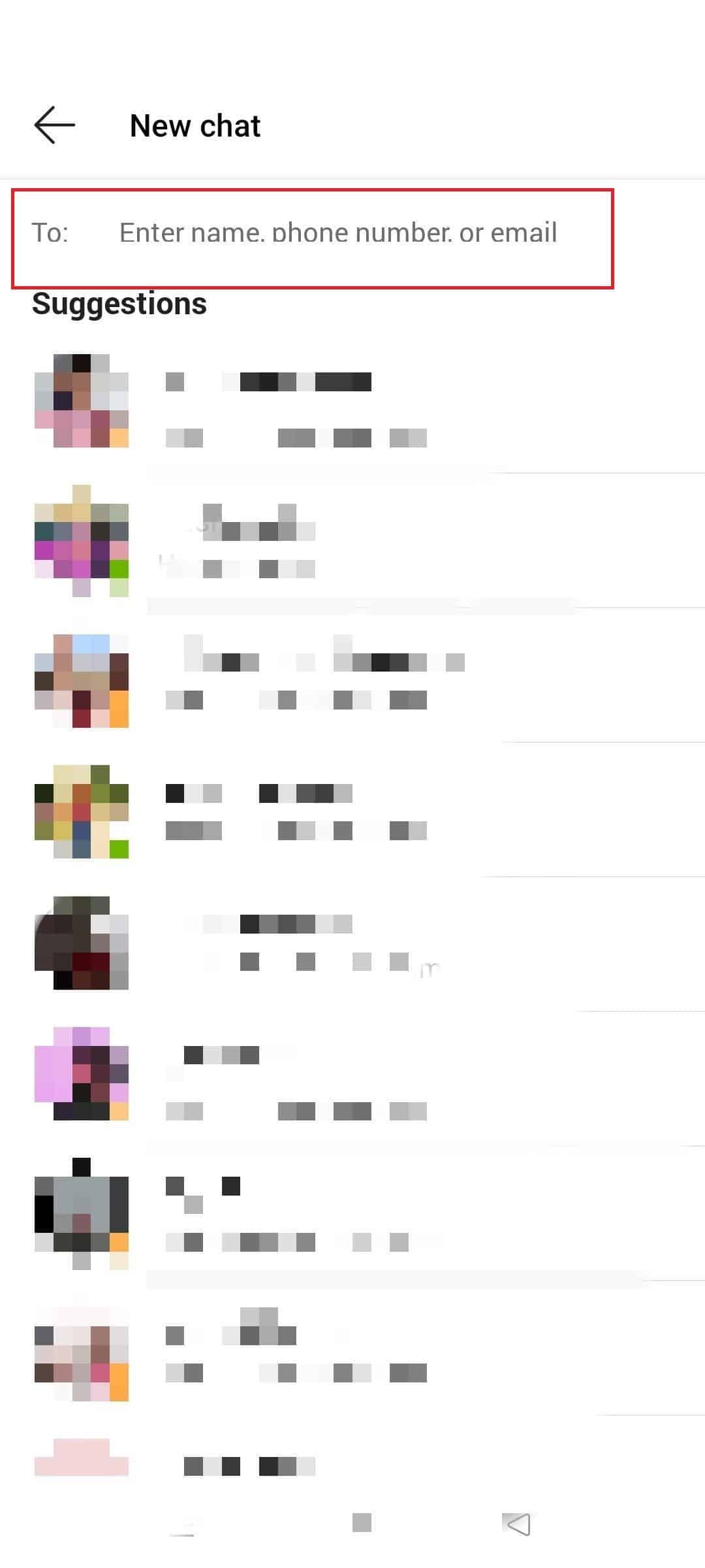 Add the names of the people you wish to become the participants of the group in the To field.