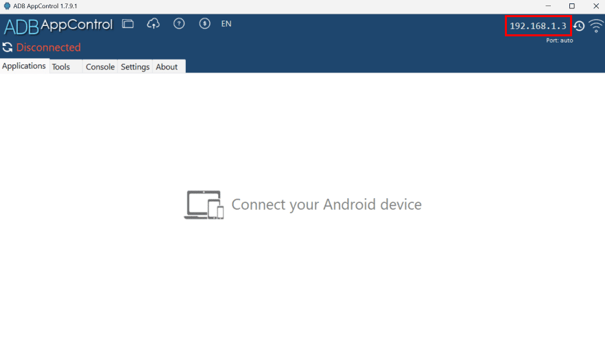 Write the IP address of your Smart TV at the top right corner