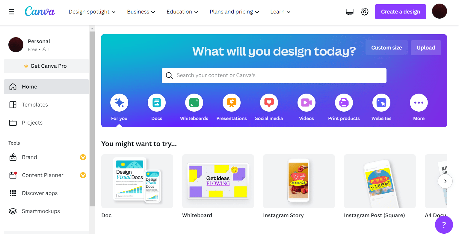 canva webpage
