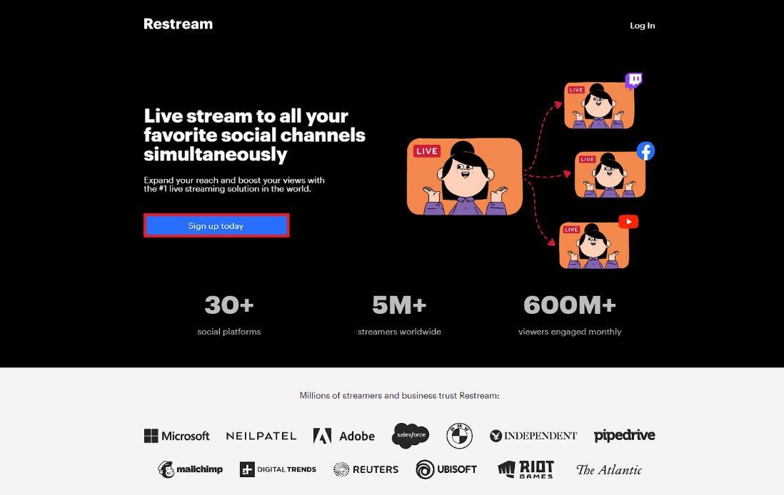 Click on the Sign up today button