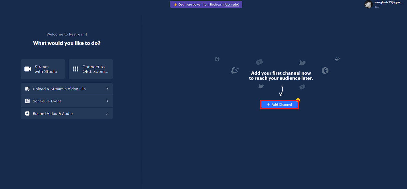 click on the Add Channel button