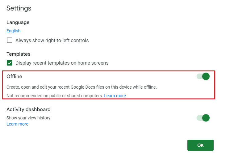 enable the Offline button then click on OK to save the changes. Fix Google Sheets is Not Saving