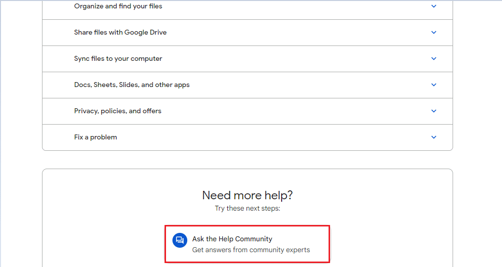 select the Ask the Help Community button
