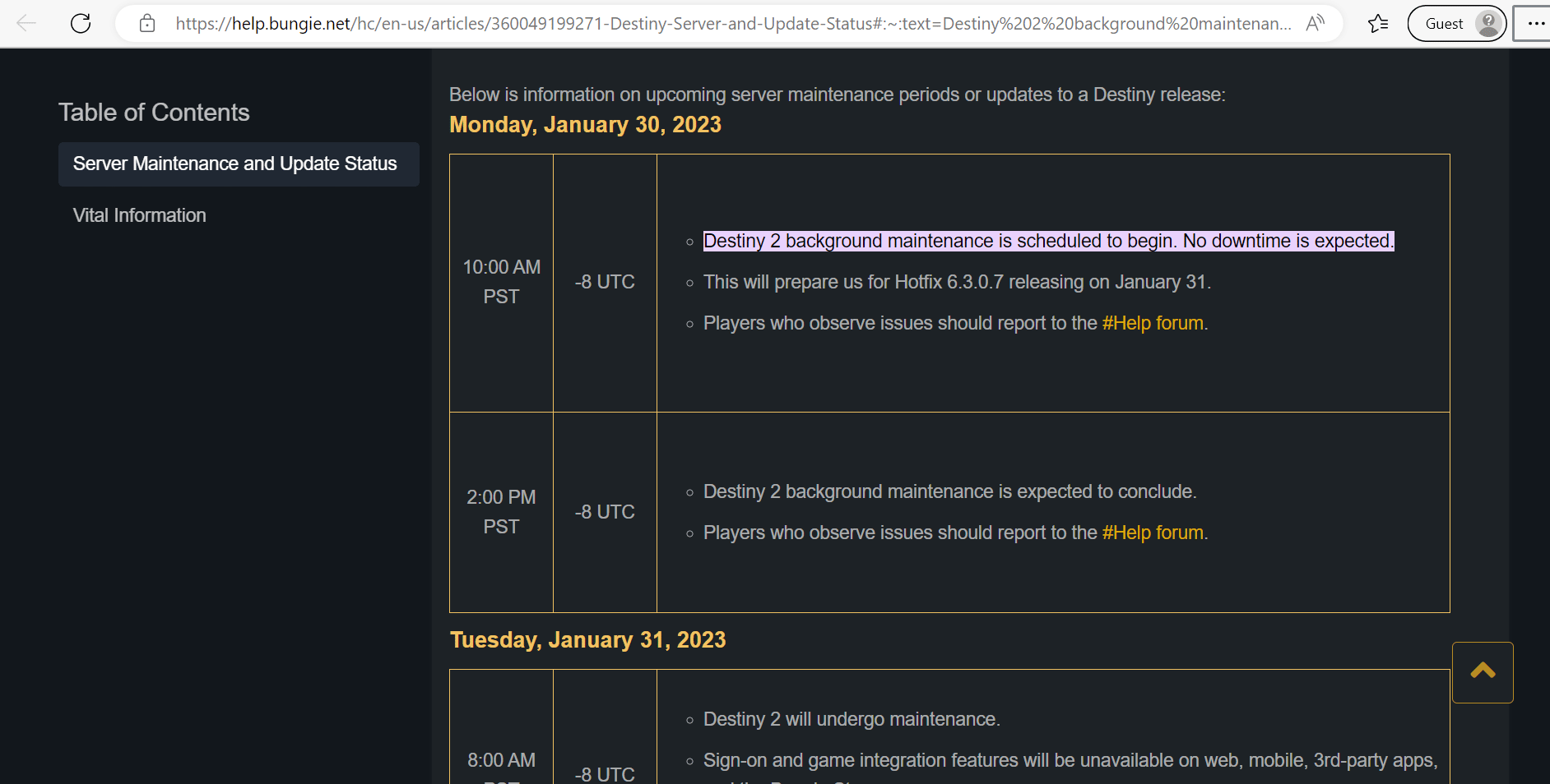 server status of destiny 2