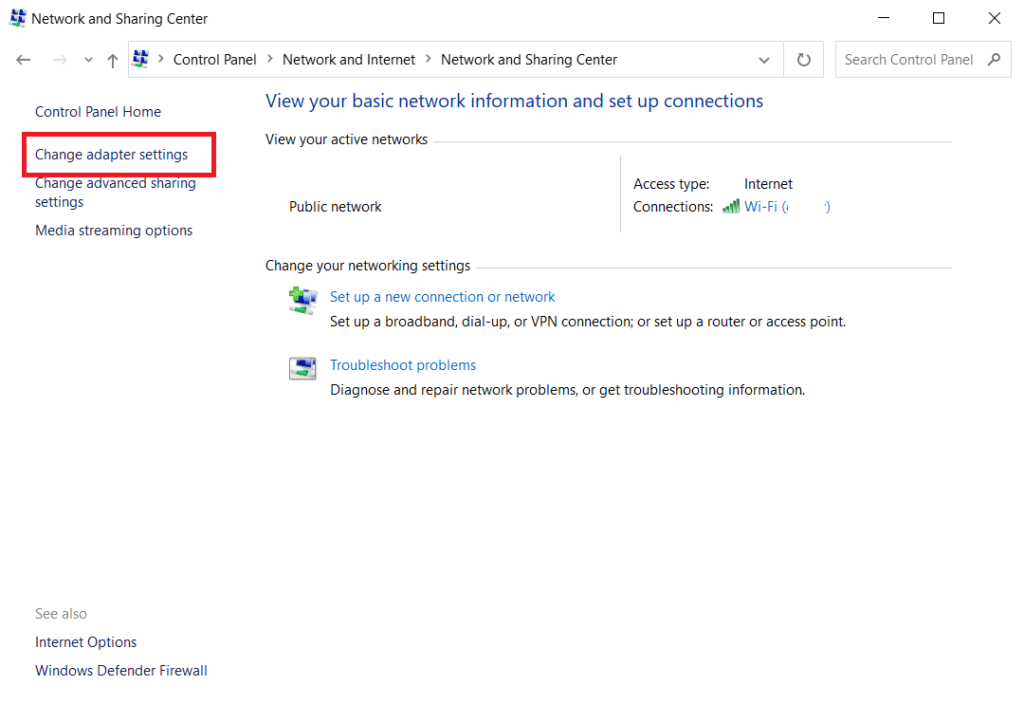 Change Adapter Settings