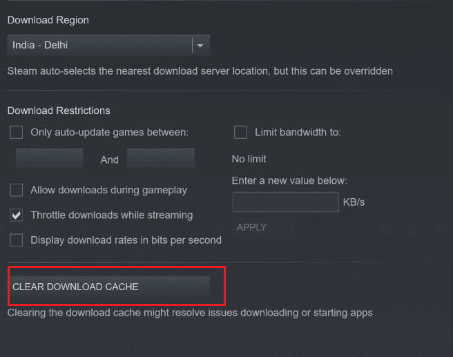 clear download cache steam