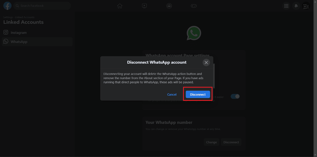 click on Disconnect to confirm the action