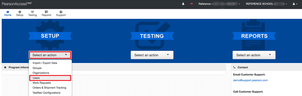 Select an action - Users | How to Delete Pearson Account