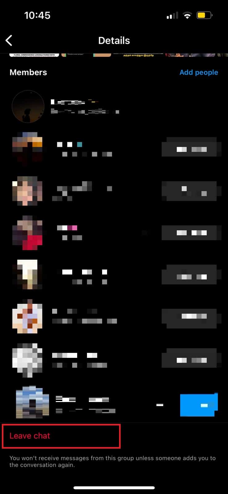 Scroll down and select Leave Chat.