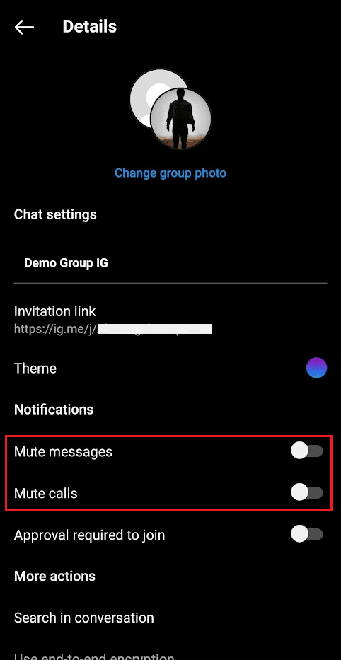 turn on the toggles for the Mute messages and Mute calls options