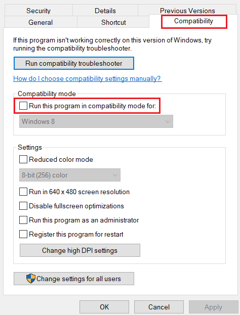 disable Run this program in compatibility mode for option. Fix Discord Freezes After League Game Issue