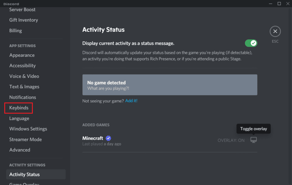 discord keybinds setting