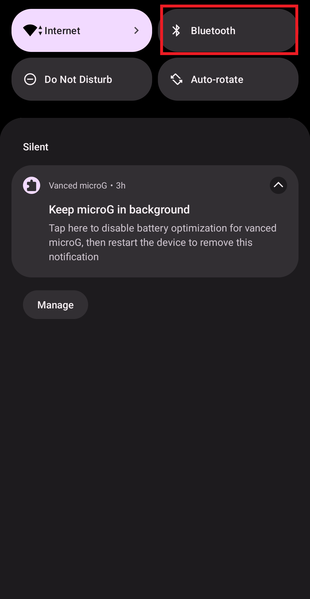 Tap and hold on Bluetooth to turn it on 