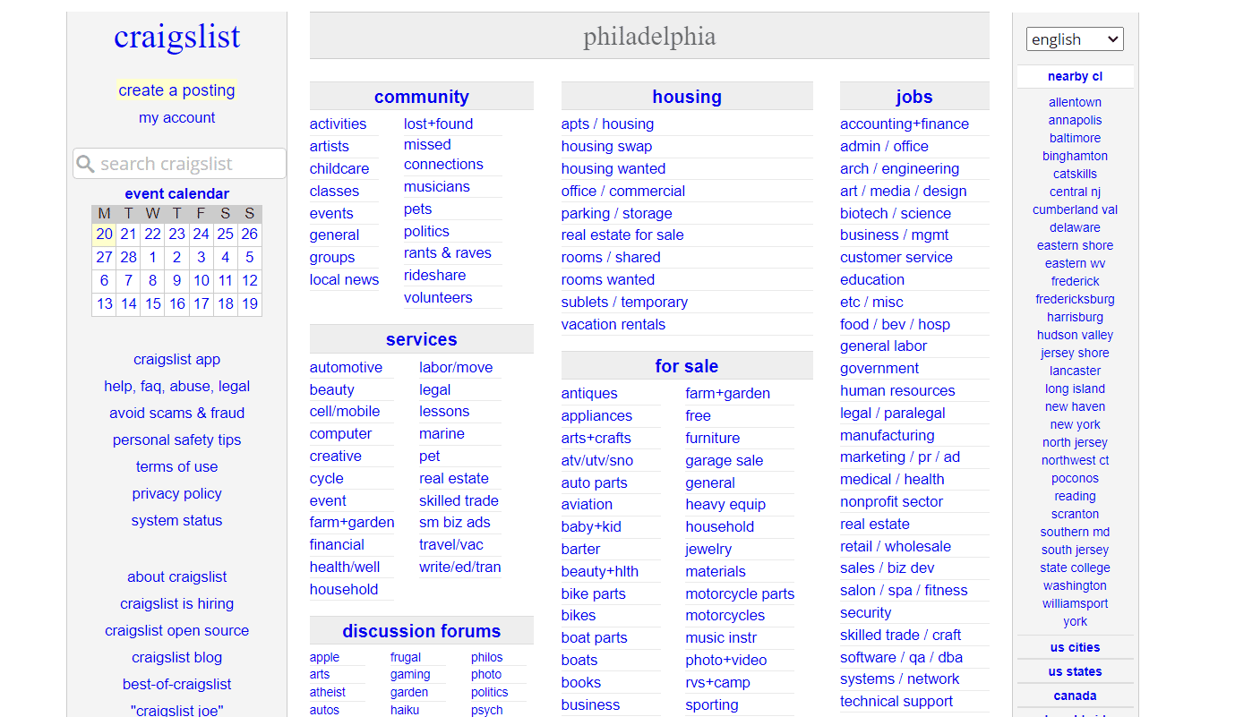 Craigslist website