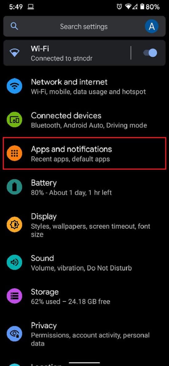 tap on Apps and notifications