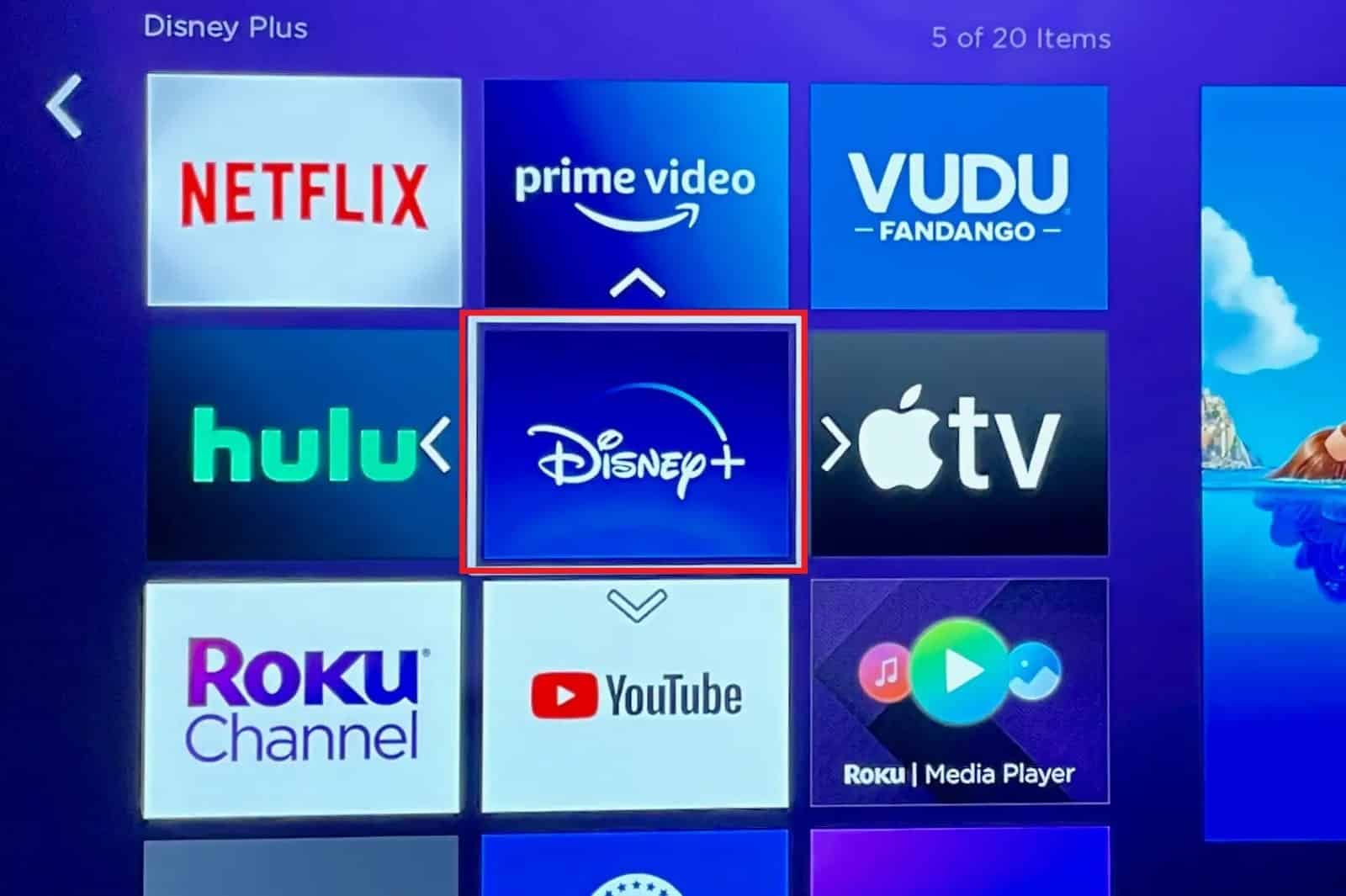 Find and highlight Disney Plus app and press the star button
