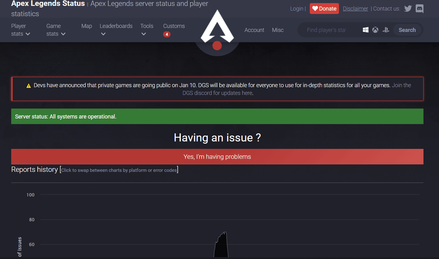 wait for apex legends server uptime