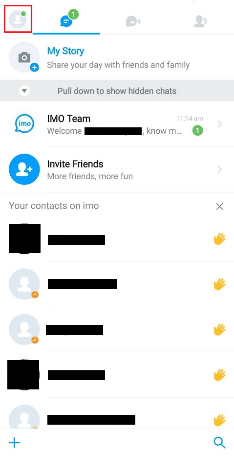 Open imo and tap on the profile icon from the top left corner