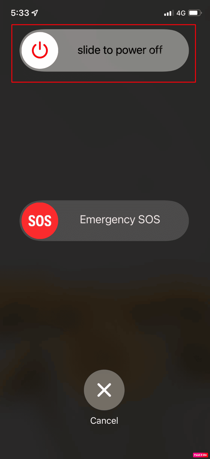 slide to power off button