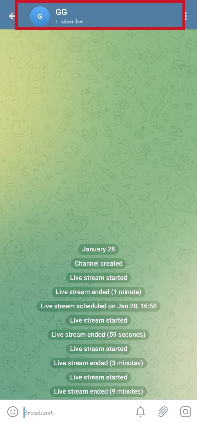 Tap anywhere on the channel chat header