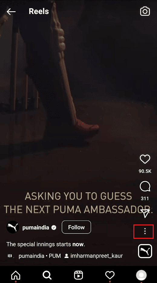 Tap on the three-dotted icon | How to Pause Instagram Video