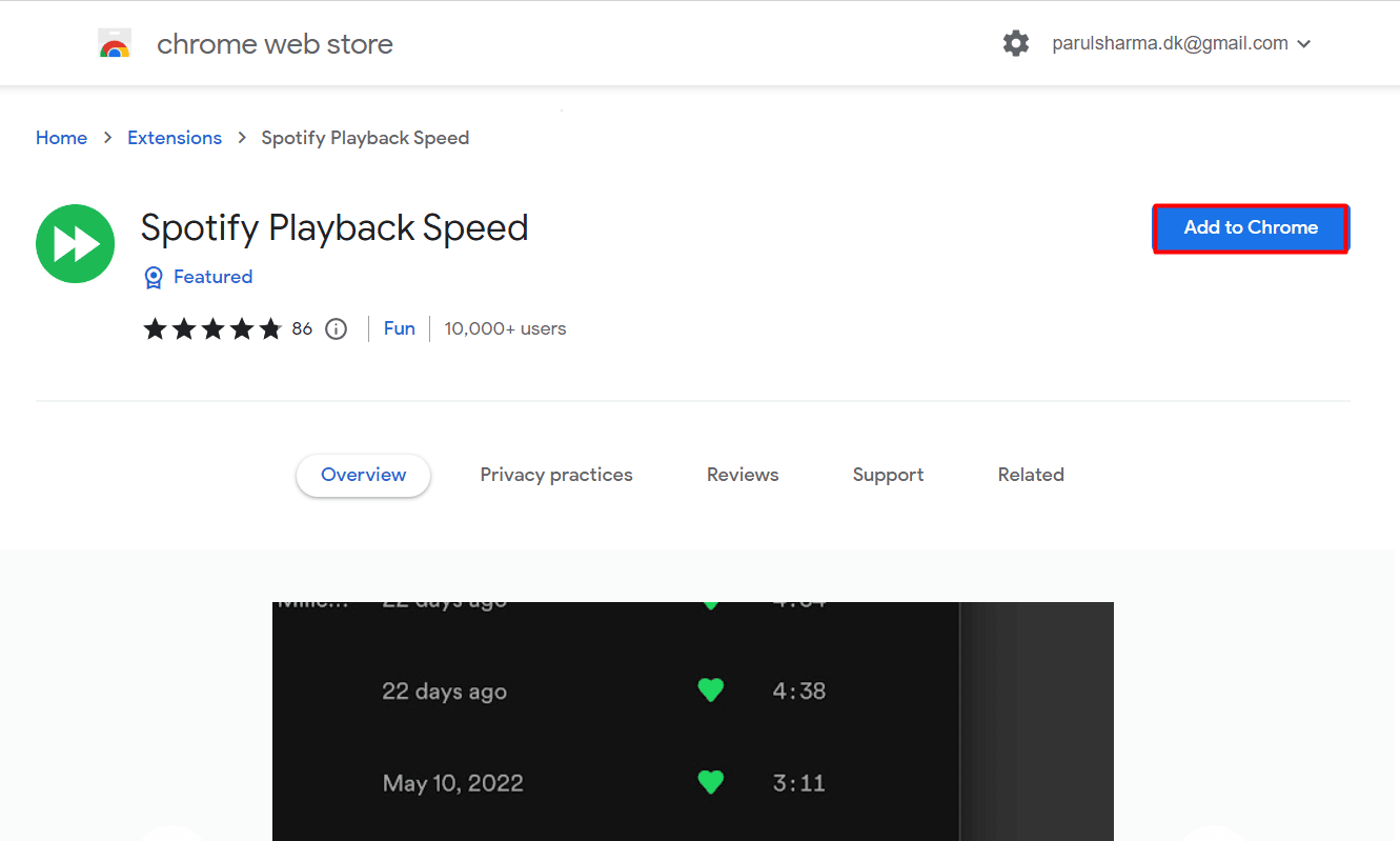 click on add to chrome | Spotify slow down songs