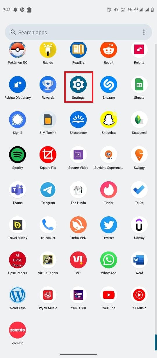 Open Settings from the phone menu