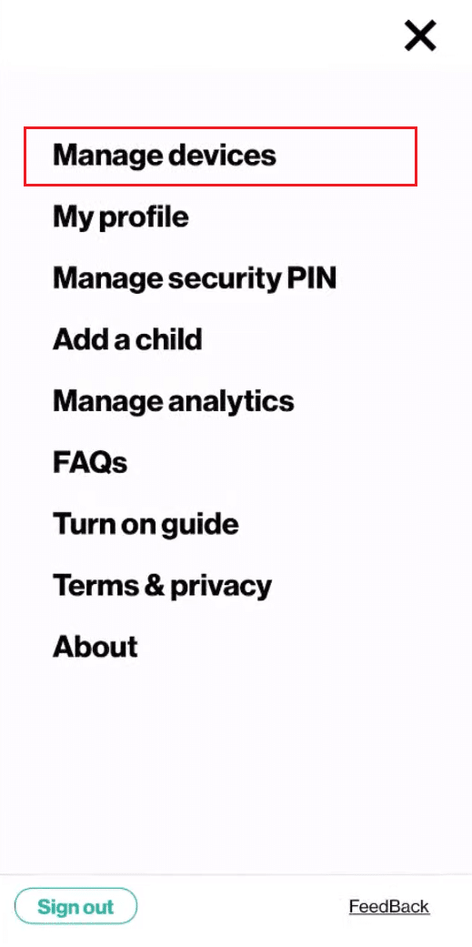tap on the Manage devices option | no signal in Gizmo Watch