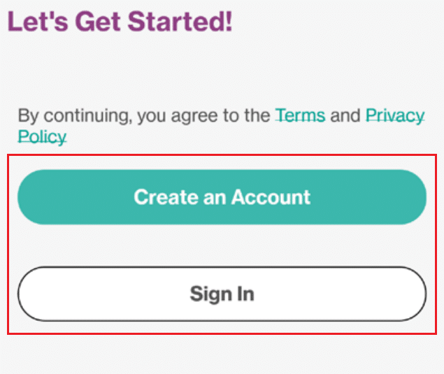 tap on Create an Account or Sign In from the GizmoHub app | no signal in Gizmo Watch