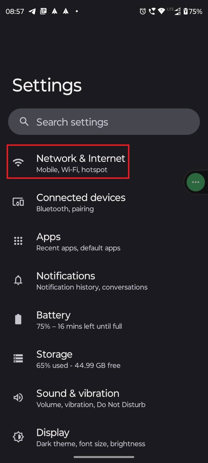 open Settings and tap on Network & Internet. How to Read Telegram Messages Without Seen